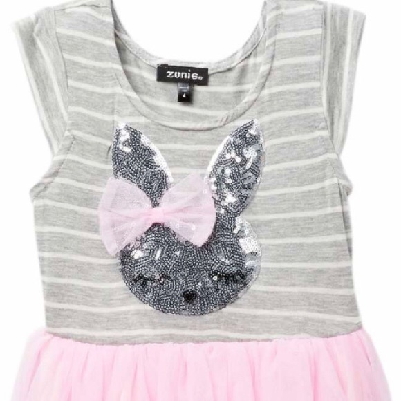 Sequin Bunny Dress 6X NWT | ZUNIE Pink Gray Silver - Picture 2 of 5